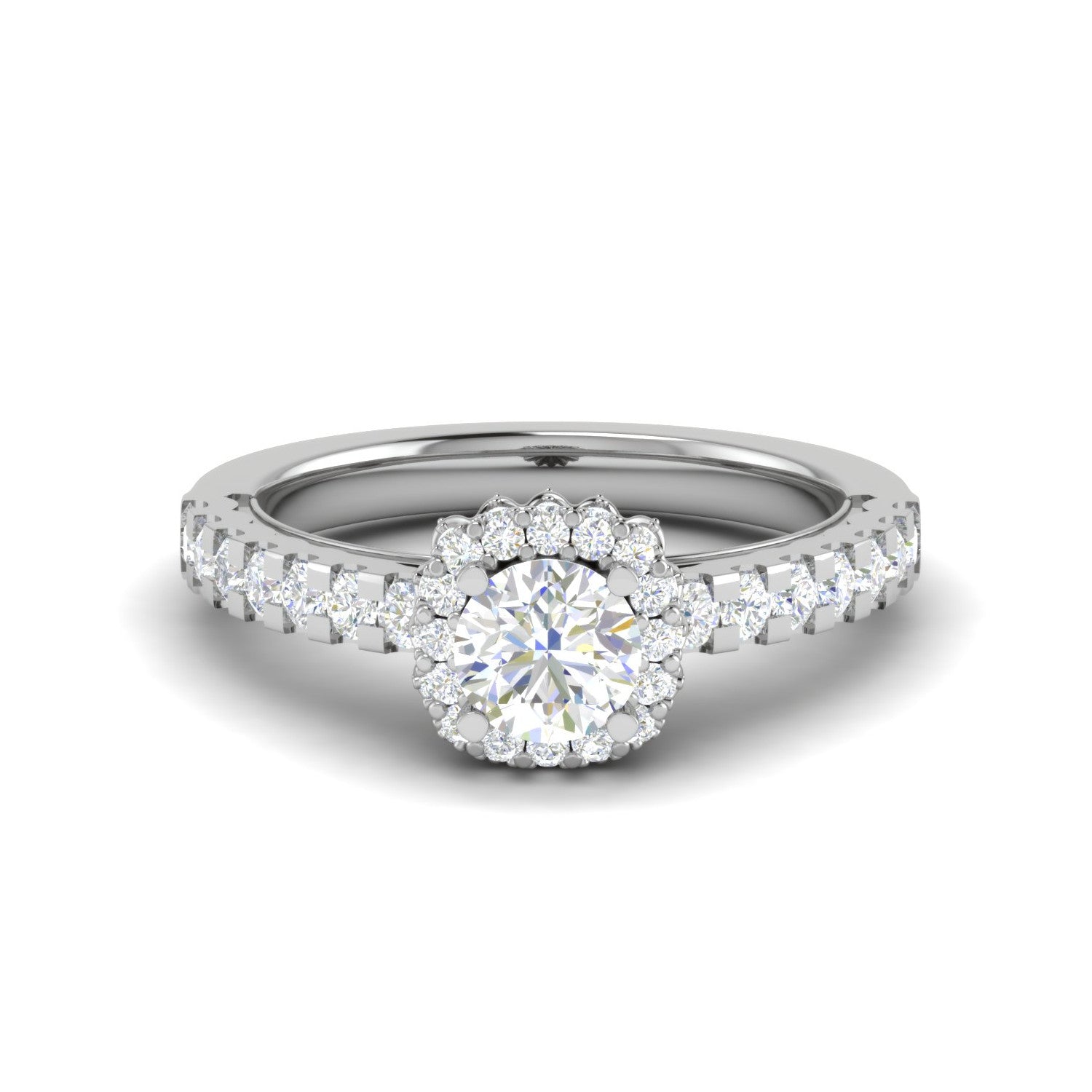 0.50 cts Solitaire Single Halo Diamond Shank Platinum Ring JL PT RH RD 191   Jewelove.US