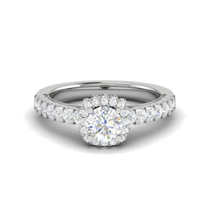 0.50 cts Solitaire Single Halo Diamond Shank Platinum Ring JL PT RH RD 191   Jewelove.US