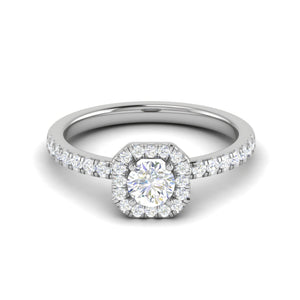 0.50 cts Square Halo Solitaire Diamond Shank Platinum Ring JL PT RH RD 198   Jewelove.US