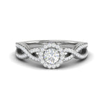 Load image into Gallery viewer, 0.50 cts Solitaire Halo Diamond Twisted Shank Platinum Ring JL PT RH RD 223   Jewelove.US
