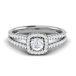 Load image into Gallery viewer, 0.50 cts Solitaire Square Halo Diamond Split Shank Platinum Ring JL PT RH RD 218   Jewelove.US
