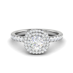 0.50 cts. Solitaire Double Halo Diamond Shank Platinum Ring JL PT RH RD 229   Jewelove.US