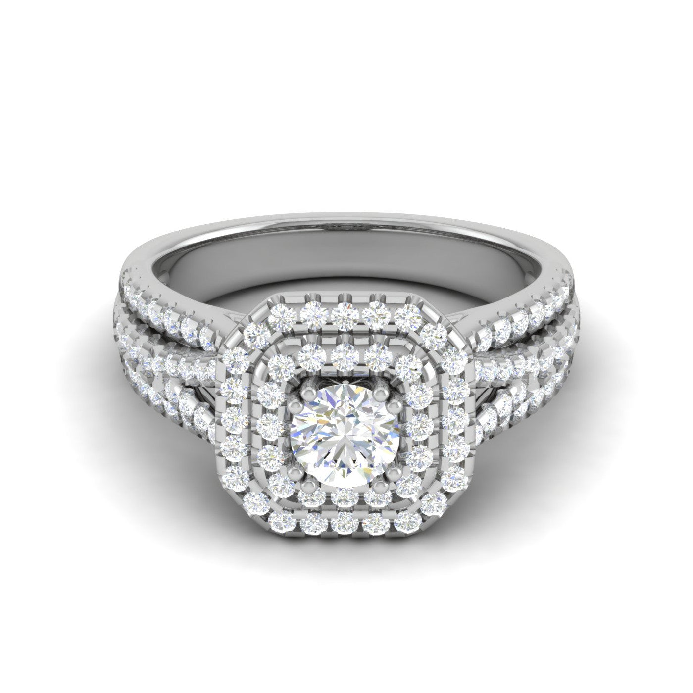 0.30cts Solitaire Double Halo Diamond Split Shank Platinum Ring JL PT JRW1564MM   Jewelove.US