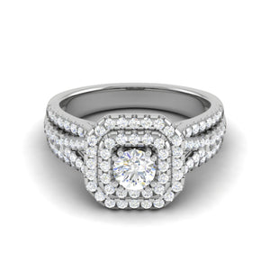 0.30cts Solitaire Double Halo Diamond Split Shank Platinum Ring JL PT JRW1564MM   Jewelove.US