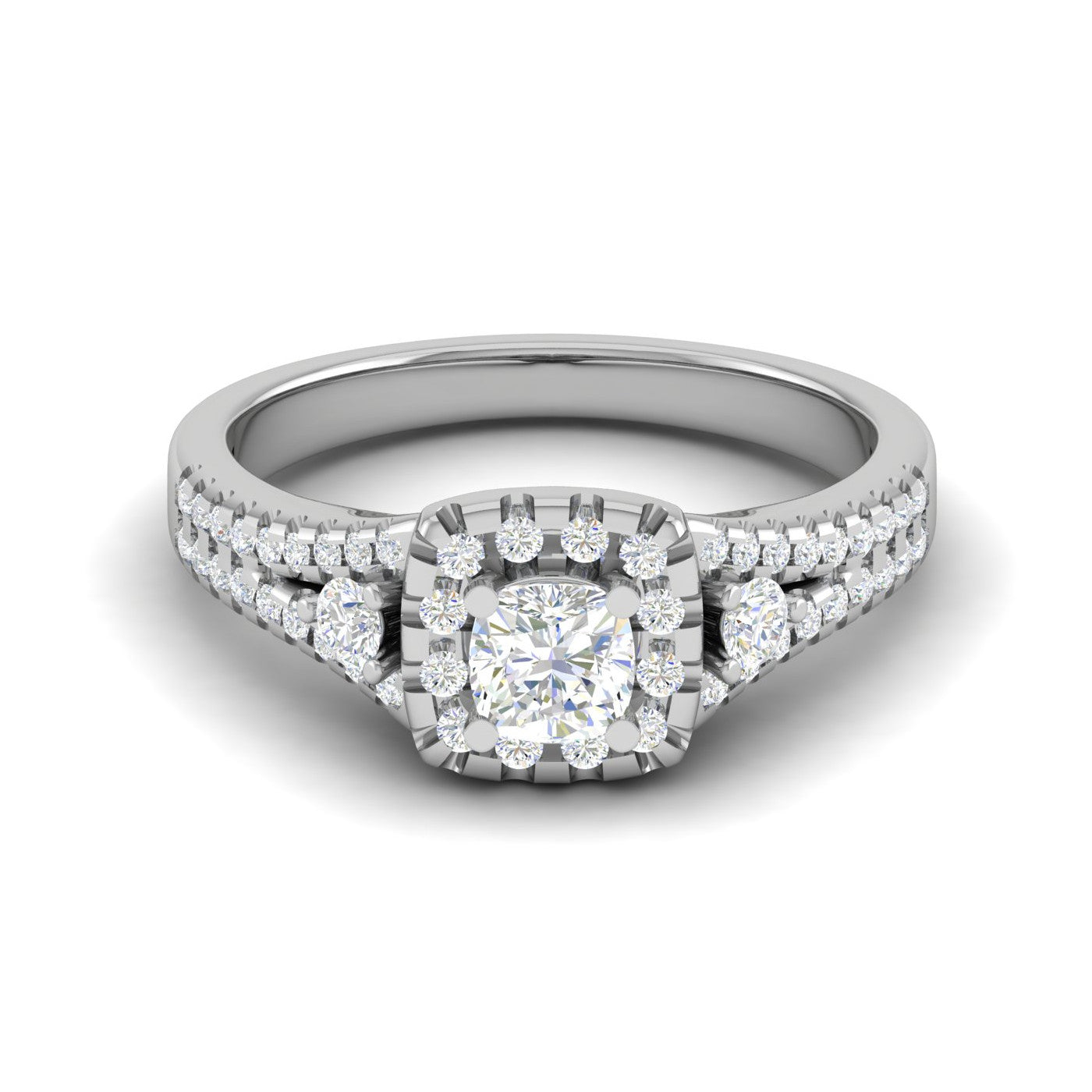 0.30 cts. Cushion Solitaire Halo Split Shank Platinum Engagement Ring JL PT JRW1543MM   Jewelove.US