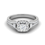 Load image into Gallery viewer, 0.30 cts. Cushion Solitaire Halo Split Shank Platinum Engagement Ring JL PT JRW1543MM   Jewelove.US
