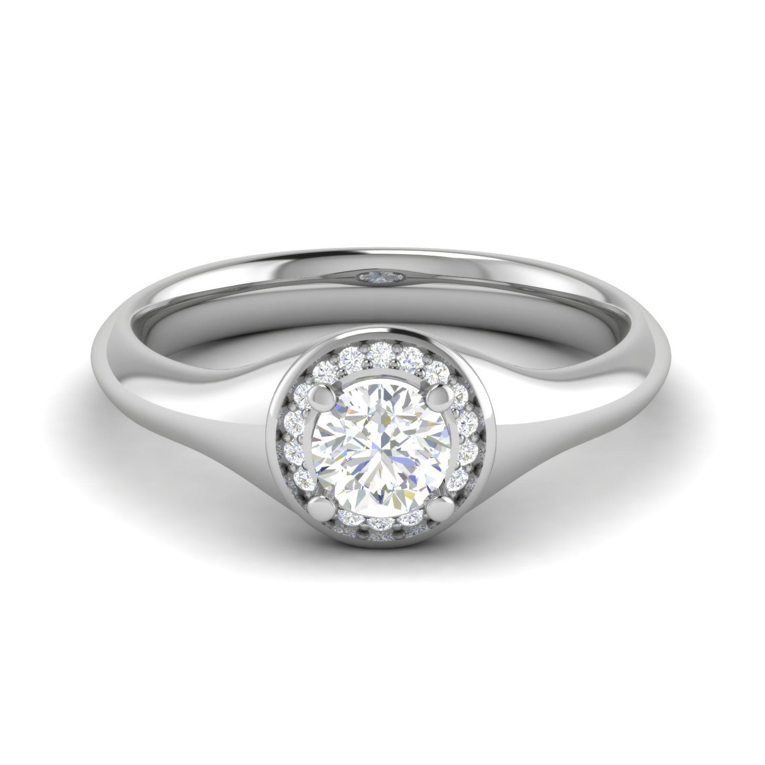 0.50 cts Solitaire Halo Diamond Platinum Ring JL PT RH RD 215   Jewelove.US