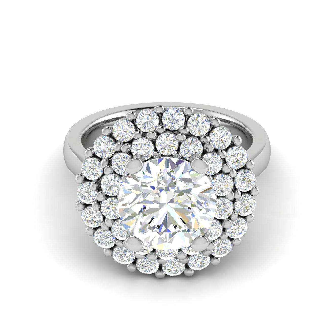 0.50 cts Solitaire Double Halo Diamond Platinum Ring JL PT REHS1487   Jewelove.US