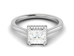 Load image into Gallery viewer, 0.70 cts Princess Cut Solitaire Square Halo Diamond Platinum Ring JL PT RH PR 115   Jewelove.US
