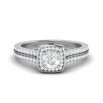 Load image into Gallery viewer, 0.50 cts Solitaire Square Halo Diamond Split Shank Platinum Ring JL PT RH RD 262   Jewelove.US
