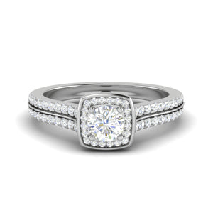 0.50 cts Solitaire Square Halo Diamond Split Shank Platinum Ring JL PT RH RD 262   Jewelove.US