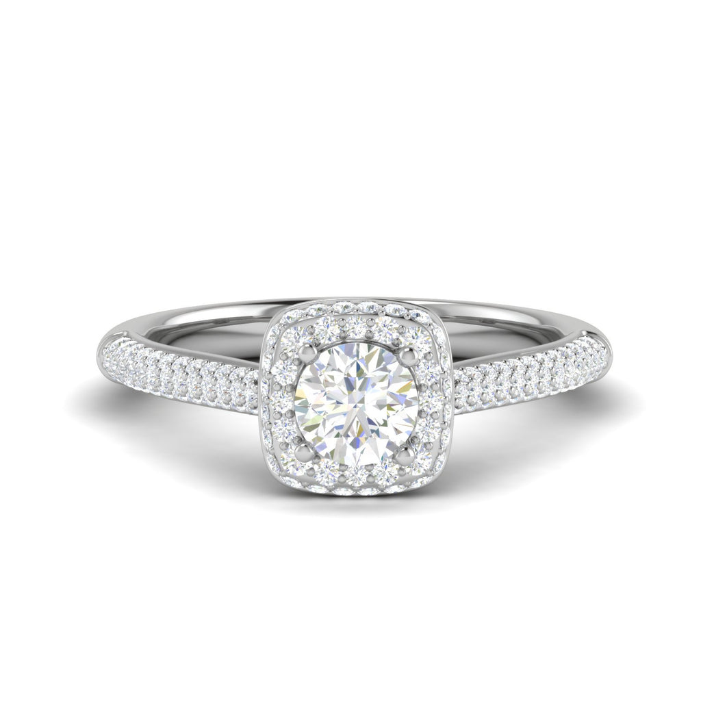 0.50 cts Solitaire Double Halo Diamond Split Shank Platinum Ring JL PT RH RD 253   Jewelove.US