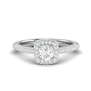 0.50 cts Solitaire Double Halo Diamond Split Shank Platinum Ring JL PT RH RD 253   Jewelove.US