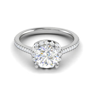 0.70cts Solitaire Halo Diamond Shank Platinum Ring JL PT REHS1480   Jewelove.US