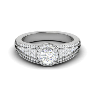 0.50 cts Halo Diamond Split Shank Solitaire Platinum Diamond Ring JL PT RH RD 197   Jewelove.US