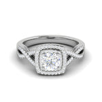 Load image into Gallery viewer, 0.50 cts Solitaire Square Halo Diamond with Twisted Shank Platinum Ring JL PT RH RD 274   Jewelove.US
