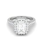 Load image into Gallery viewer, 0.50 cts. Emerald Cut Solitaire Halo Diamond Shank Platinum Ring JL PT WB5879E   Jewelove.US
