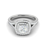 Load image into Gallery viewer, 0.50 cts. Cushion Solitaire Double Halo Split Shank Platinum Ring JL PT RH CU 179   Jewelove.US
