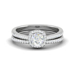 Load image into Gallery viewer, 0.50cts Solitaire Halo Diamond Split Shank Platinum Ring JL PT RV RD 164   Jewelove
