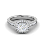 Load image into Gallery viewer, 0.50 cts. Cushion Solitaire Halo Diamond Shank Platinum Ring JL PT RH CU 134   Jewelove.US
