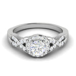 Load image into Gallery viewer, 0.50 cts Solitaire Halo Diamond Twisted Shank Platinum Ring JL PT RP RD 217   Jewelove.US
