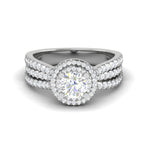 Load image into Gallery viewer, 0.50 cts Solitaire Double Halo Diamond Split Shank Platinum Ring JL PT RH RD 214   Jewelove.US
