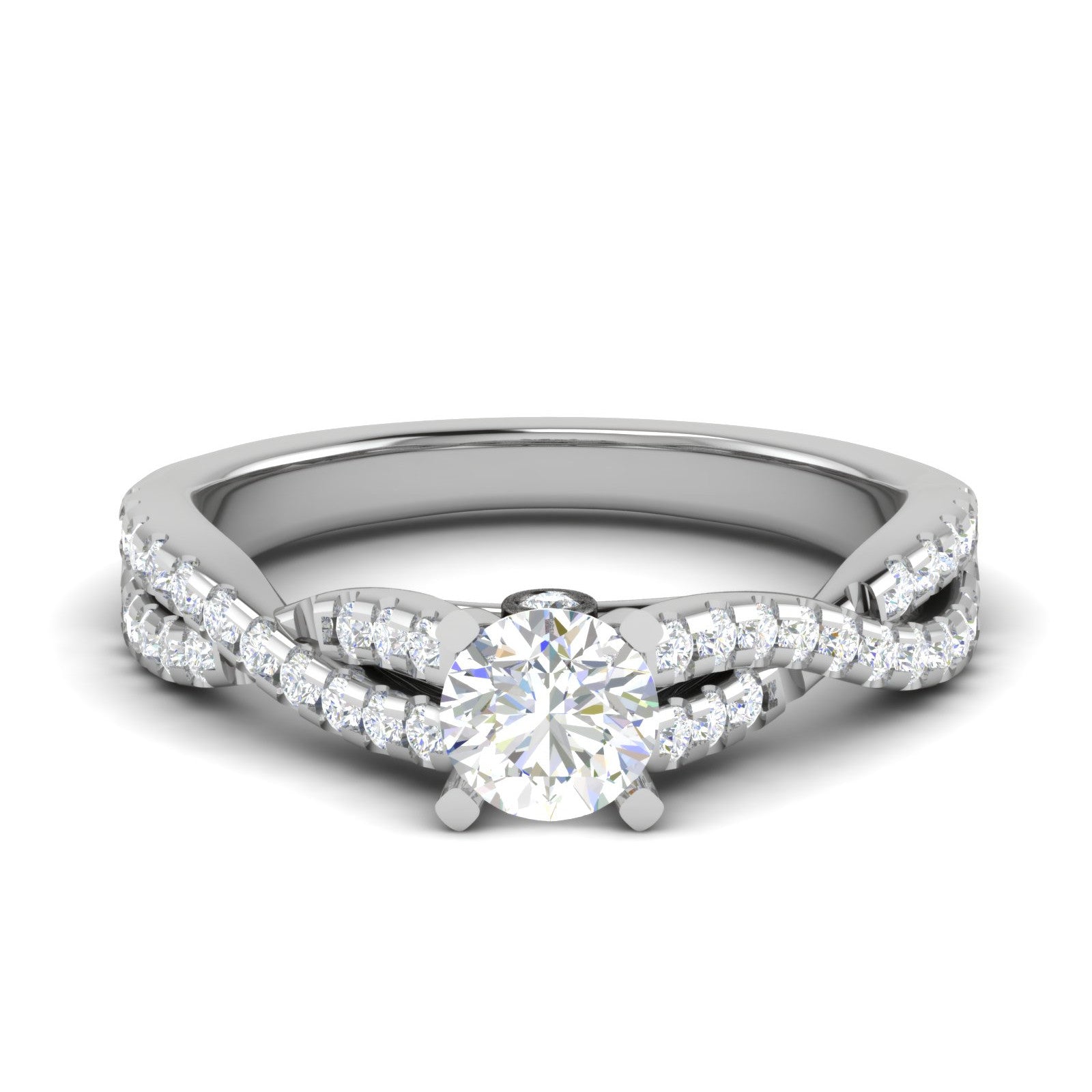 0.50 cts Solitaire with Twisted Shank Diamonds Platinum Ring JL PT RP RD 220   Jewelove.US