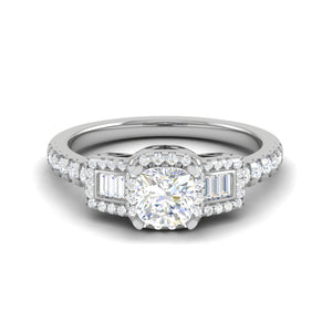 0.50cts. Cushion Solitaire with Emerald Cut Diamond Platinum Ring JL PT R3 CU 175   Jewelove.US