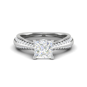 0.50 cts. Princess Cut Diamond Shank Platinum Solitaire Engagement Ring JL PT RP PR 107   Jewelove.US