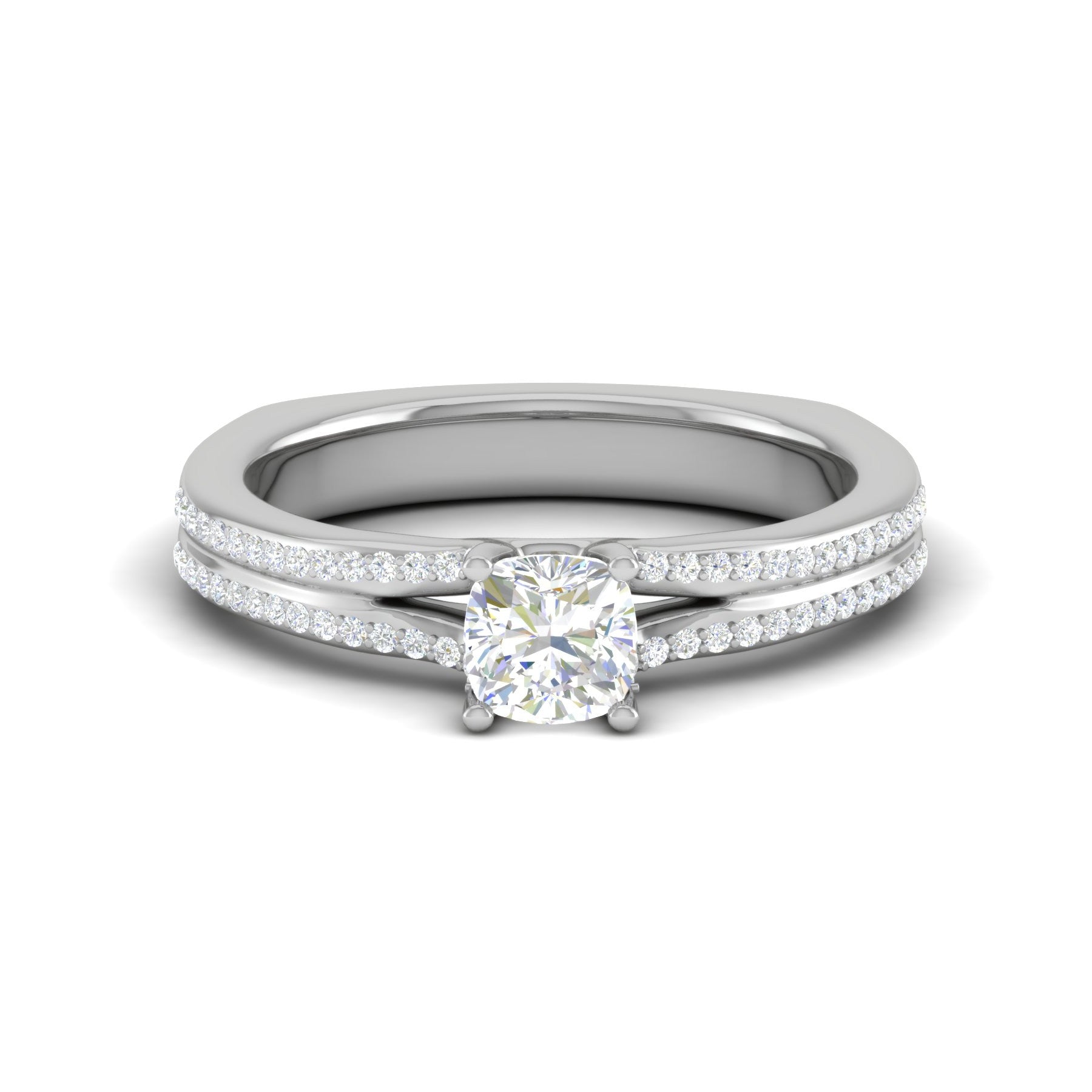 0.30cts. Cushion Solitaire Diamond Split Shank Platinum Ring JL PT RH CU 169   Jewelove.US