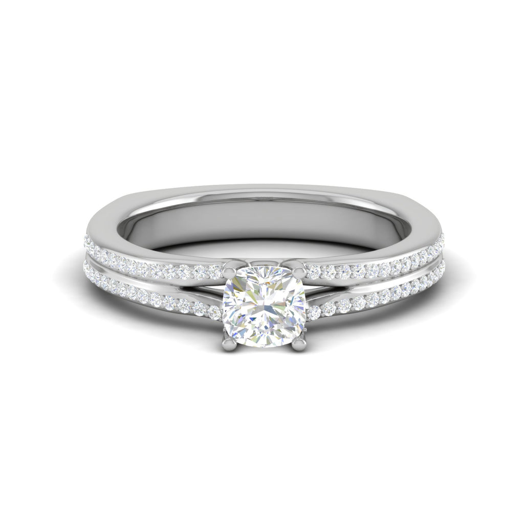 0.30cts. Cushion Solitaire Diamond Split Shank Platinum Ring JL PT RH CU 169   Jewelove.US