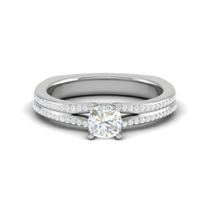 0.30cts. Cushion Solitaire Diamond Split Shank Platinum Ring JL PT RH CU 169   Jewelove.US