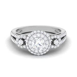 0.50 cts. Solitaire Double Halo Diamond Split Shank Platinum Ring JL PT RP CU 191   Jewelove.US