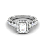 Load image into Gallery viewer, 0.70 cts Emerald Cut Solitaire Halo Diamond Shank Platinum Ring JL PT JRW2824MM   Jewelove.US
