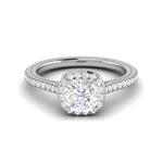 Load image into Gallery viewer, 0.50 cts. Cushion Solitaire Halo Diamond Shank Platinum Ring JL PT RH CU 138   Jewelove.US
