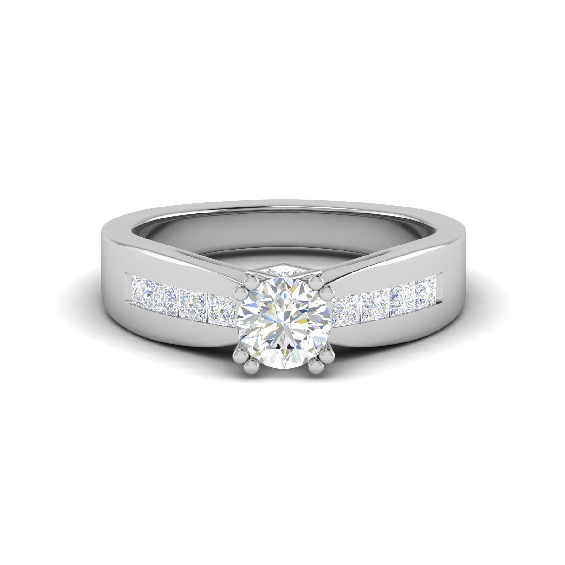 0.50 cts Pointer Solitaire Platinum Ring with Princess Cut Diamonds JL PT RC RD 275   Jewelove.US