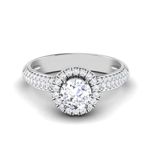 0.50cts Solitaire Halo Diamond Split Shank Platinum Ring JL PT RP RD 135   Jewelove.US