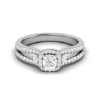 Load image into Gallery viewer, 0.50cts Cushion Cut Solitaire Halo Diamond Split Shank Platinum Ring JL PT R3 RD 174   Jewelove.US
