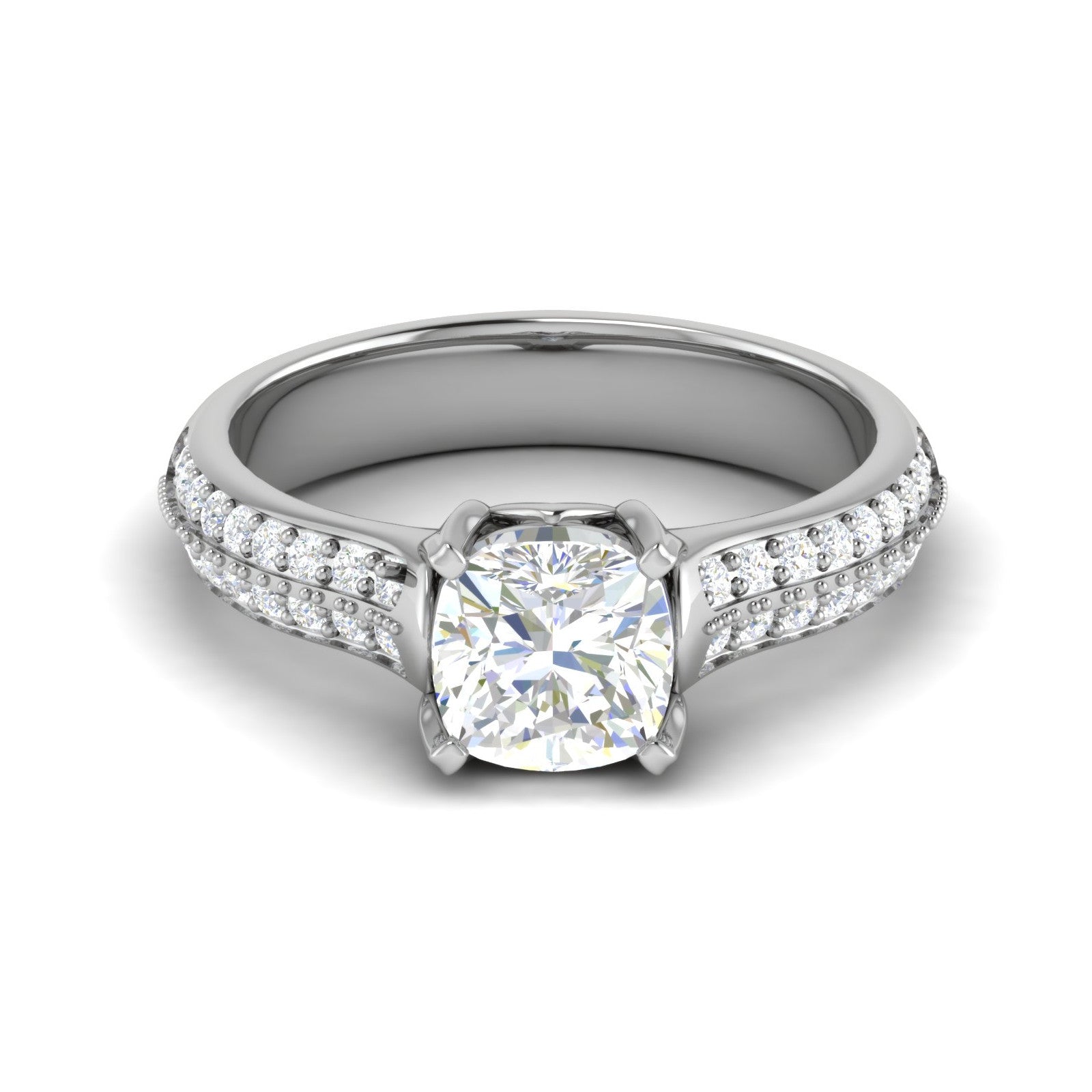 0.50 cts. Cushion Solitaire Diamond Split Shank Platinum Ring JL PT RP CU 103   Jewelove.US