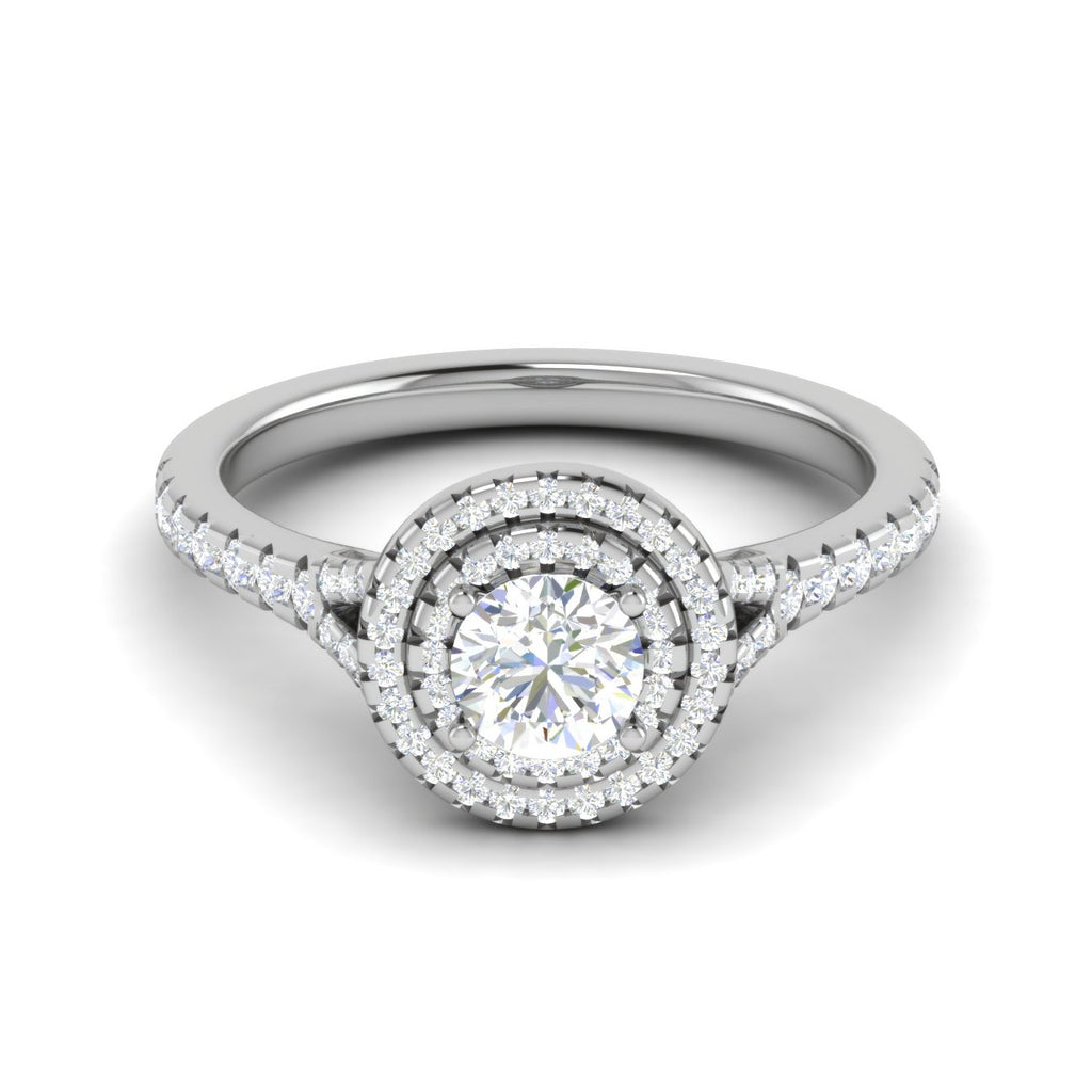 0.50 cts Solitaire Double Halo Diamond Shank Platinum Ring JL PT RH RD 271   Jewelove.US