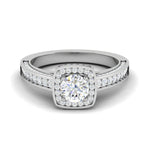 Load image into Gallery viewer, 0.50 cts Solitaire Square halo Diamond Split Shank Platinum Ring JL PT RH RD 177   Jewelove.US
