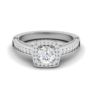 0.50 cts Solitaire Square halo Diamond Split Shank Platinum Ring JL PT RH RD 177   Jewelove.US