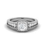 Load image into Gallery viewer, 0.50 cts Solitaire Square Halo Diamond Shank Platinum Ring JL PT RH RD 213   Jewelove.US
