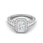 Load image into Gallery viewer, 0.70cts. Emerald Cut Solitaire Halo Diamond Shank Platinum Ring JL PT WB5903E   Jewelove.US
