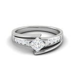 Load image into Gallery viewer, 0.50cts Princess Cut Solitaire Diamond Shank Platinum Ring JL PT WB5916E   Jewelove.US
