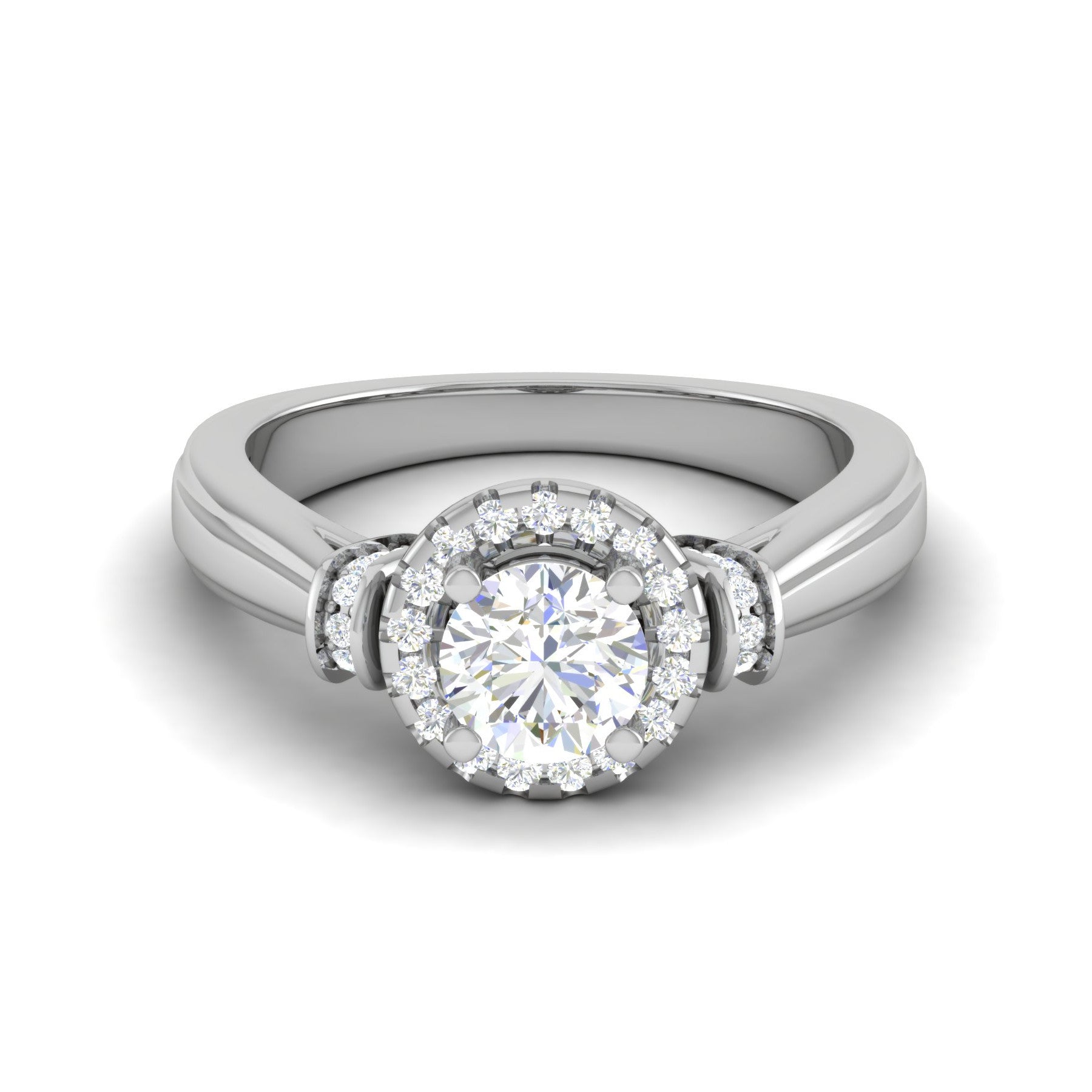 0.50 cts Solitaire Halo Diamond Platinum Ring JL PT JRW2586MM   Jewelove.US