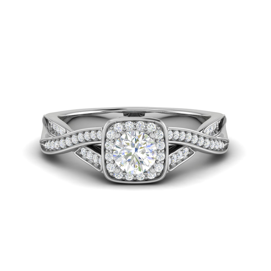 0.50 cts Solitaire Halo Diamond with Twisted Shank Platinum Ring JL PT RH RD 276   Jewelove.US