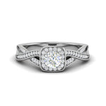 Load image into Gallery viewer, 0.50 cts Solitaire Halo Diamond with Twisted Shank Platinum Ring JL PT RH RD 276   Jewelove.US
