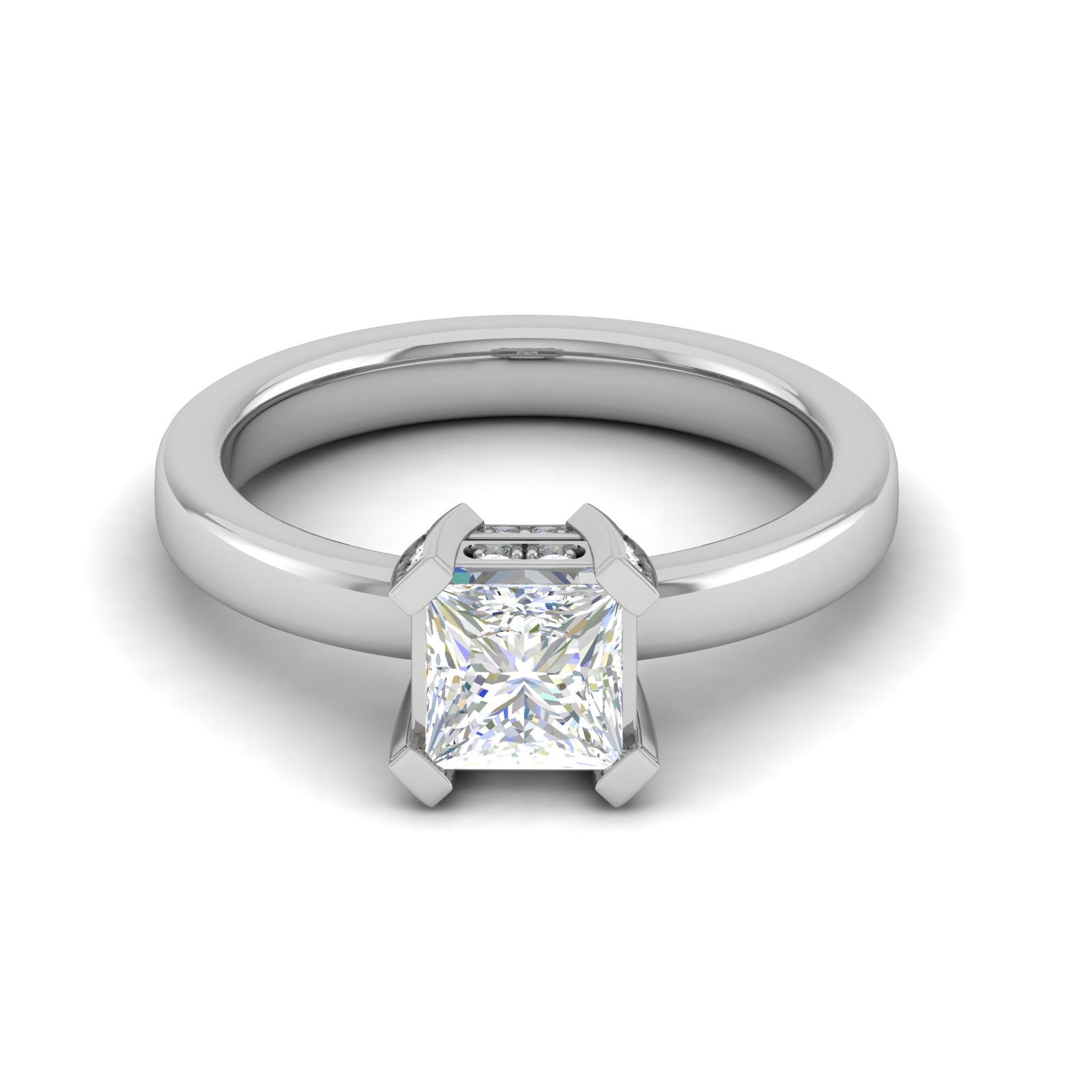 1.00 cts Princess Cut Solitaire Platinum Diamonds Ring JL PT RS PR 131   Jewelove.US