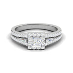 Load image into Gallery viewer, 0.30 cts. Princess Cut Diamond Halo Diamond Split Shank Platinum Solitaire Engagement Ring JL PT WB5999E   Jewelove.US
